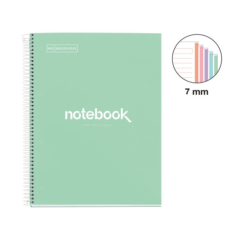 8422593467312-Notebook Emotions, couverture rigide, A4 lignes horizontales 7 mm, 120 feuilles de 5 couleurs, Miquelri--1