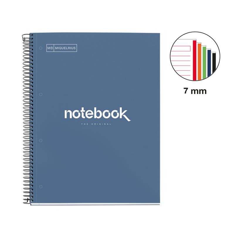 8422593485521-Notebook Emotions, couverture rigide, A4 lignes horizontales 7 mm, 120 feuilles de 5 couleurs, Miquelri--1
