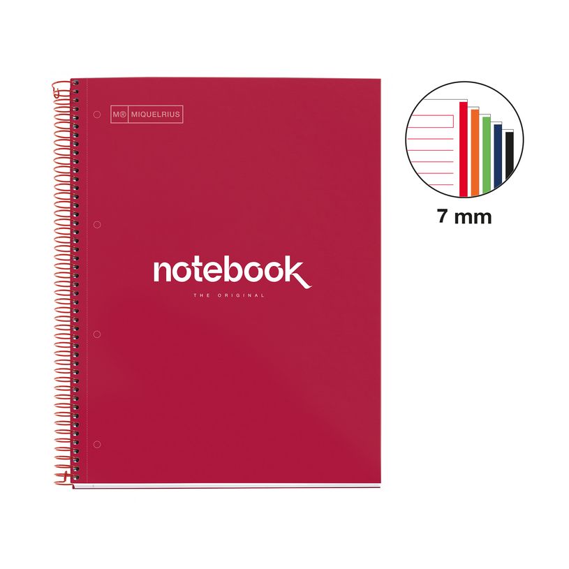 8422593485552-Notebook Emotions, couverture rigide, A4 lignes horizontales 7 mm, 120 feuilles de 5 couleurs, Miquelri--1
