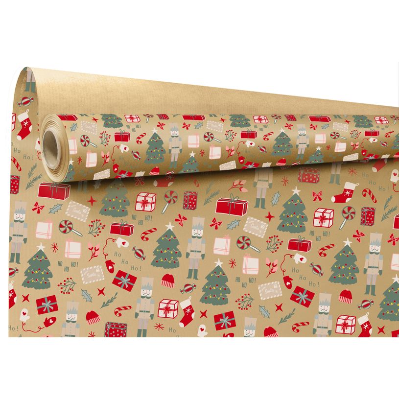 3281650603378-Rouleau papier cadeau kraft Noella brun 0,70 x 50 m-P_405221647_1-0