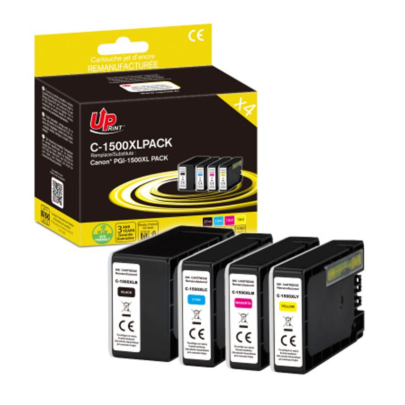 3584770912840-Cartouche compatible Canon PGI-1500XL - pack de 4 - noir, cyan, magenta, jaune - Uprint-P_405221684_1-0