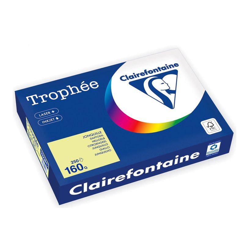 3329680002676-Clairefontaine Trophée - Papiers - jonquille - A4 (210 x 297 mm) - 160 g/m² - Ramette de-P_405221804_1-0