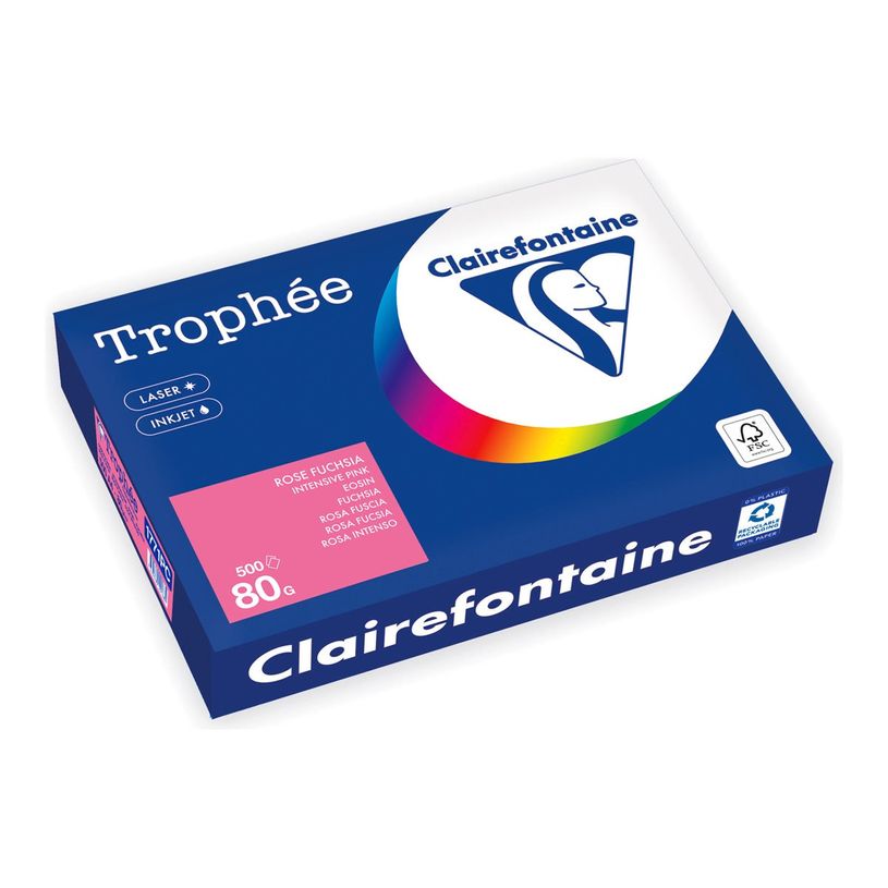 3329680001884-Clairefontaine Trophée -Papier - rose intense - A4 (210 x 297 mm) - 80 g/m² - Ramette de-P_405221809_1-0