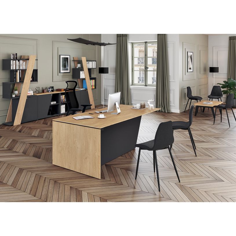 3253310544055-Bureau KHEOPS avec pied droit à droite - L200 - plateau imitation chêne clair - structur-P_405223982_4-1