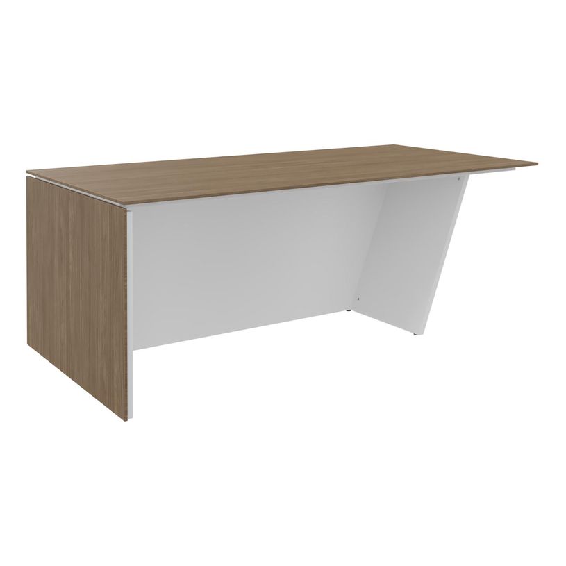 3253310544123-Bureau KHEOPS avec pied droit à gauche - L200 - plateau imitation noyer - structure blanc-P_405223989_1-0