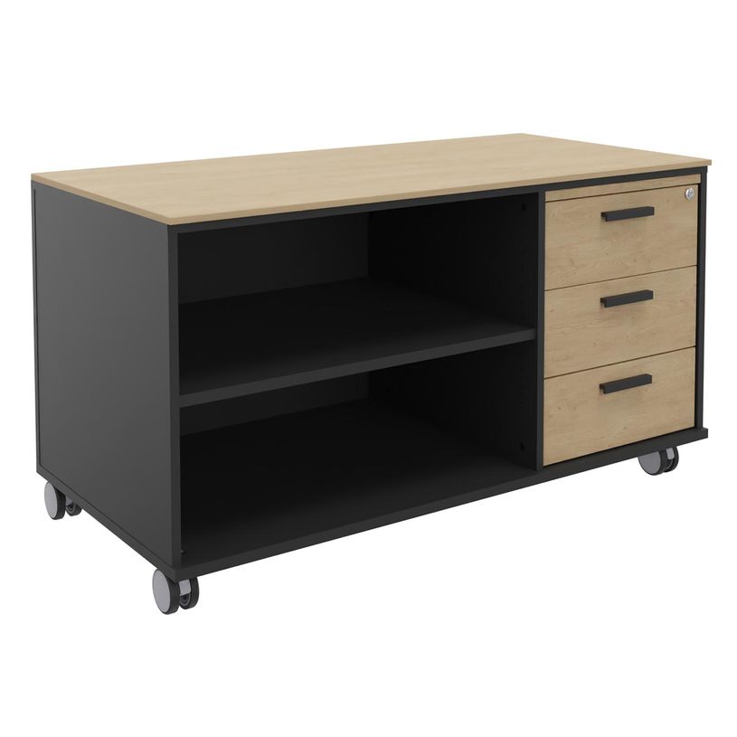 3253310544215-Console mobile KHEOPS - L120XP60XH66 cm - 3 tiroirs - structure carbone - finition imitati-P_405223991_1-0