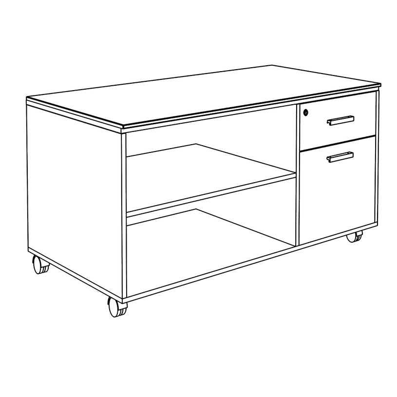 3253310544185-Console mobile KHEOPS - L120XP60XH66 cm - 2 tiroirs dont 1 DS - structure blanc perle - fi-P_405223992_2-1