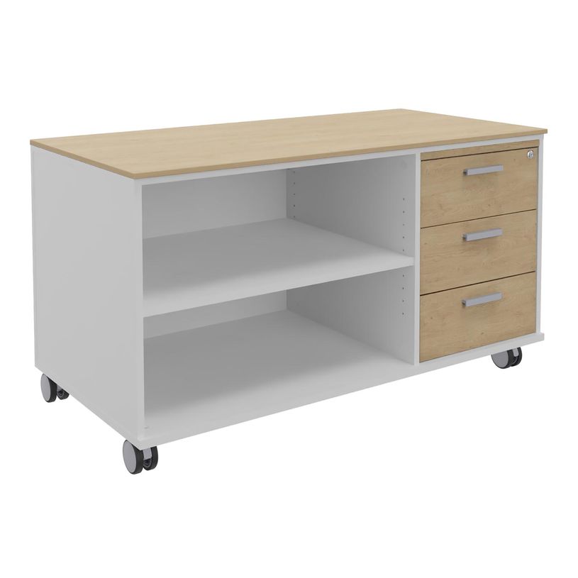 3253310544222-Console mobile KHEOPS - L120XP60XH66 cm - 3 tiroirs - structure blanc perle - finition imi-P_405223993_1-0