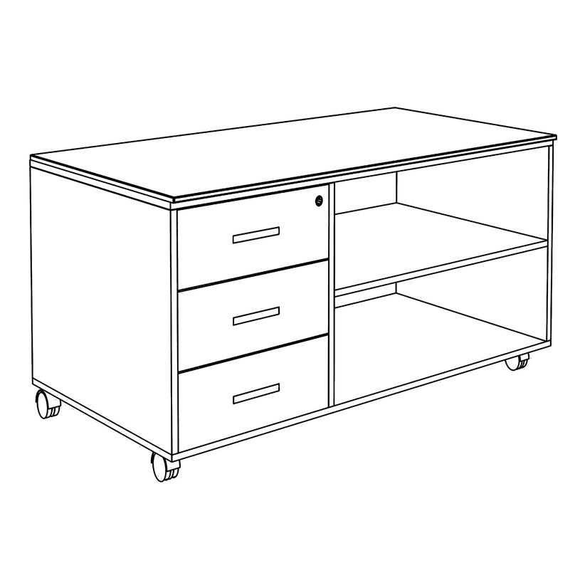 3253310544222-Console mobile KHEOPS - L120XP60XH66 cm - 3 tiroirs - structure blanc perle - finition imi-P_405223993_2-1