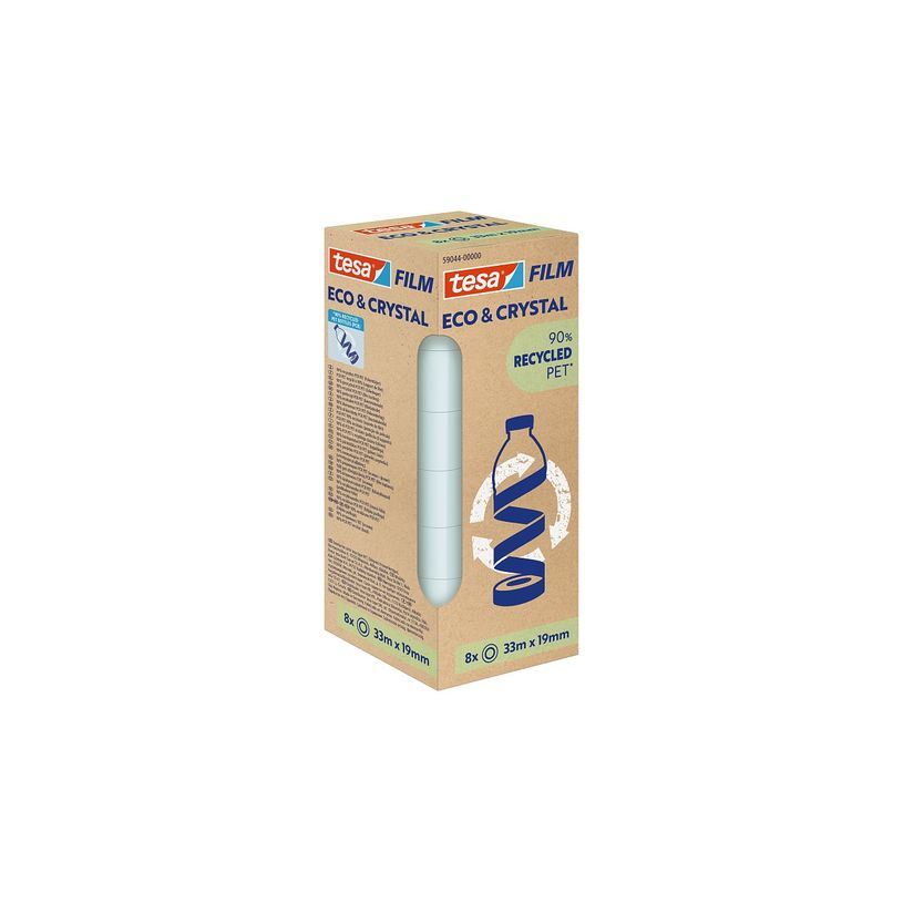 4063565252457-Tesafilm® Eco & Crystal – Tour de 8 Rouleaux 33 m x 19 mm - Ruban Adhésif Transparent Haute Qualité, 90 % PET Recy-P_405224980_2-0