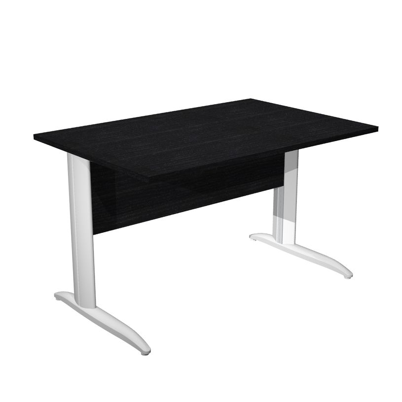 0404052255584-Bureau droit Trend - L140 - Pieds métals - plateau imitation frêne noir - pied blanc-P_405225558_1-0