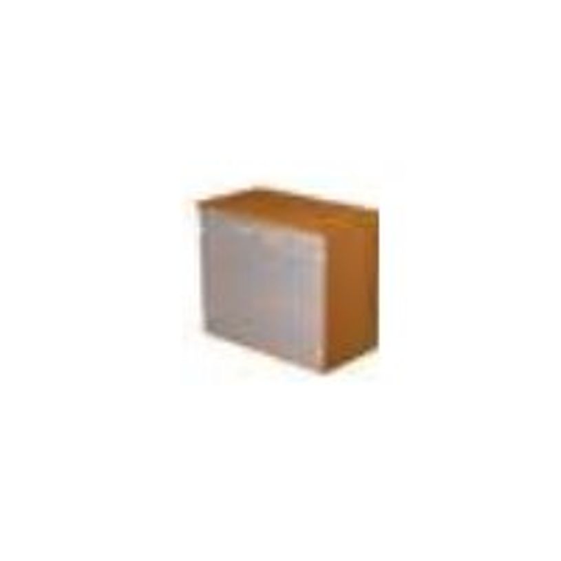 0404052257618-Bibliothèque basse Trend - L80xP35xH72 cm - 2 portes en verre dépoli - imitation chêne -P_405225761_1-0