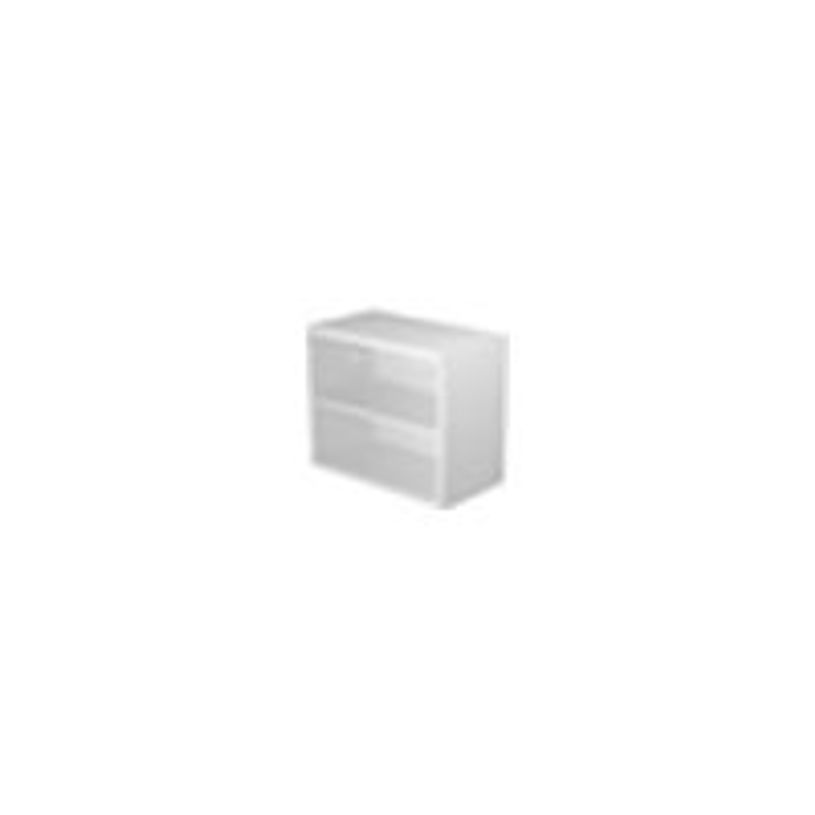 0404052257663-Bibliothèque basse Trend - L80xP44xH72 cm - 2 portes en mélaminé gris avec serrure - gr-P_405225766_1-0