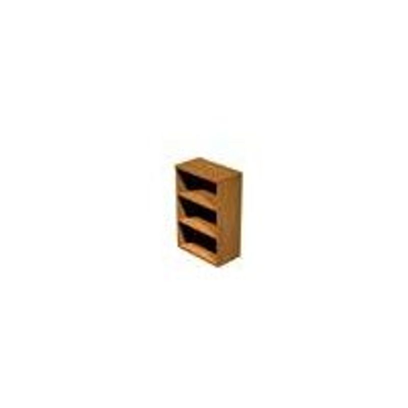 0404052257809-Bibliothèque mi-haute Trend - L80xP35xH120 cm - 2 portes en verre dépoli - imitation fr