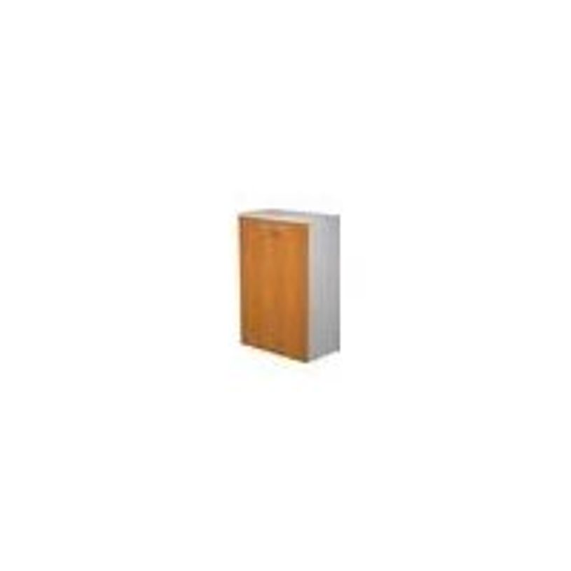 0404052257823-Bibliothèque mi-haute Trend - L80xP44xH120 cm - 2 portes en mélaminé imitation chêne c-P_405225782_1-0