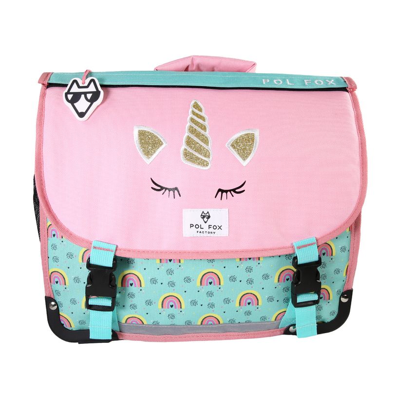 3663842008855-Cartable 35 cm Rainbow- 2 compartiments- vert turquoise-  Pol Fox-P_405225985_1-0