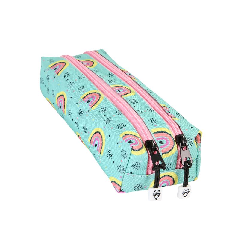 3663842008893-Trousse rectangulaire Rainbow- 2 compartiments- vert turquoise- Pol Fox-P_405225988_2-1