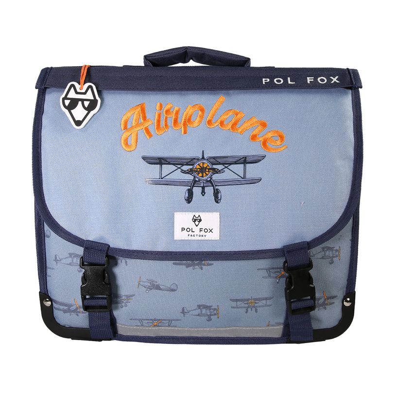 3663842009050-Cartable 35 cm Airplane- 2 compartiments- bleu-  Pol Fox-P_405225998_1-0
