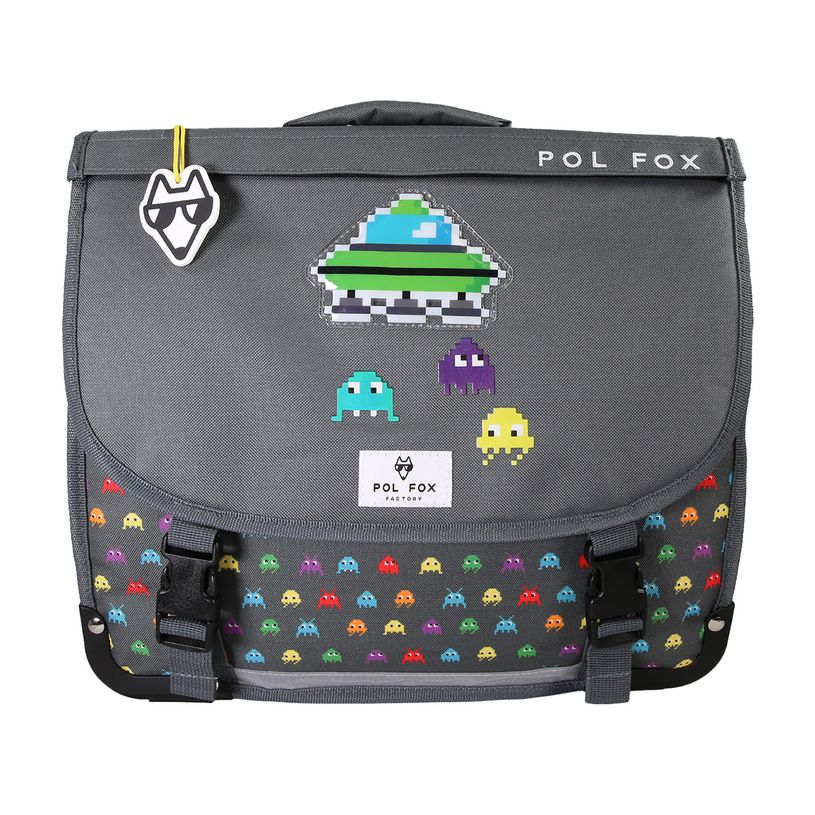 3663842009173-Cartable 41 cm Space Invader- 2 compartiments- gris- Pol Fox-P_405226007_1-0