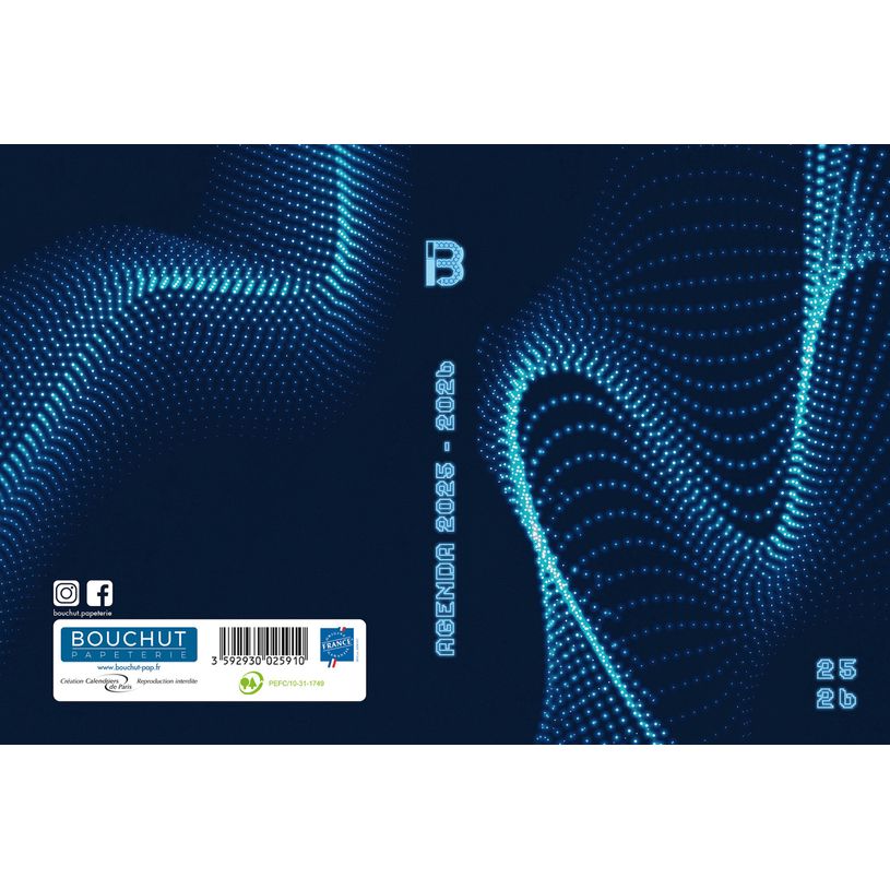 3592930025910-Agenda RDC reliure intégra année scolaire BOUCHUT "Techno" 12,5 x 17,5 cm coloris bleu P-P_405227444_2-1