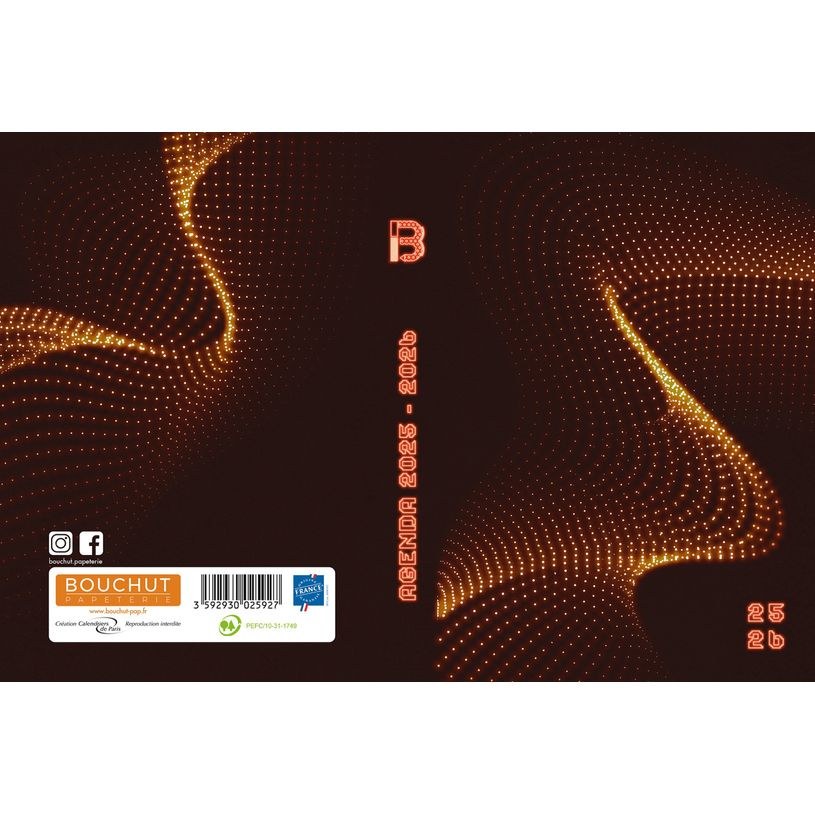 3592930025927-Agenda RDC reliure intégra année scolaire BOUCHUT "Techno" 12,5 x 17,5 cm coloris orange-P_405227445_2-1
