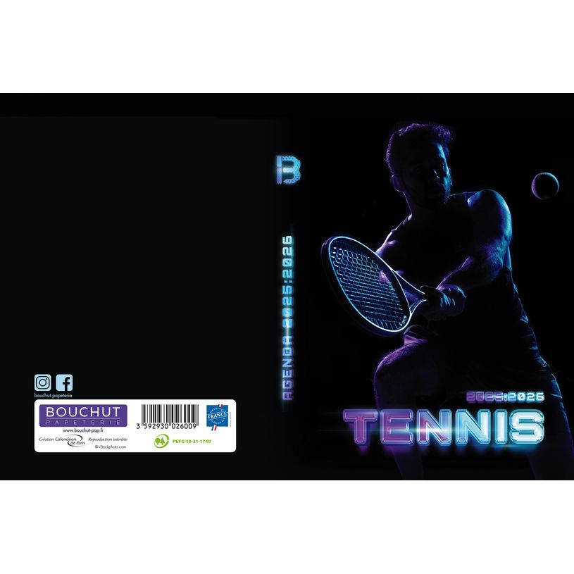 3592930026009-Agenda RDC reliure intégra année scolaire BOUCHUT "Tennis" 12,5 x 17,5 cm PEFC 70 %-P_405227452_2-1