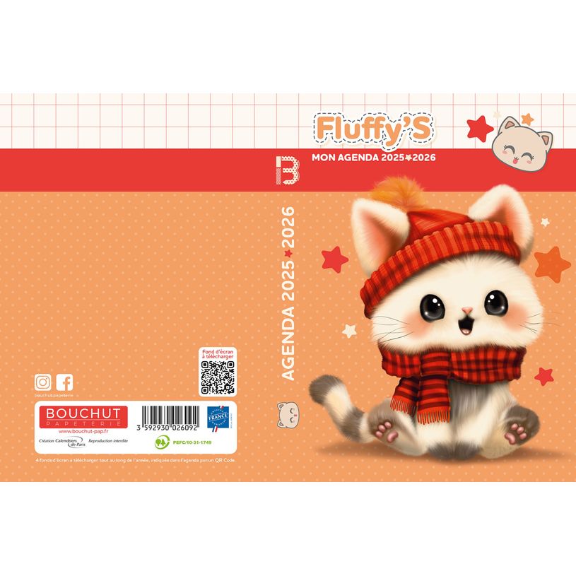 3592930026092-Agenda RDC reliure intégra année scolaire BOUCHUT "Fluffy's Chat" 12,5 x 17,5 cm PEFC 70-P_405227457_2-1