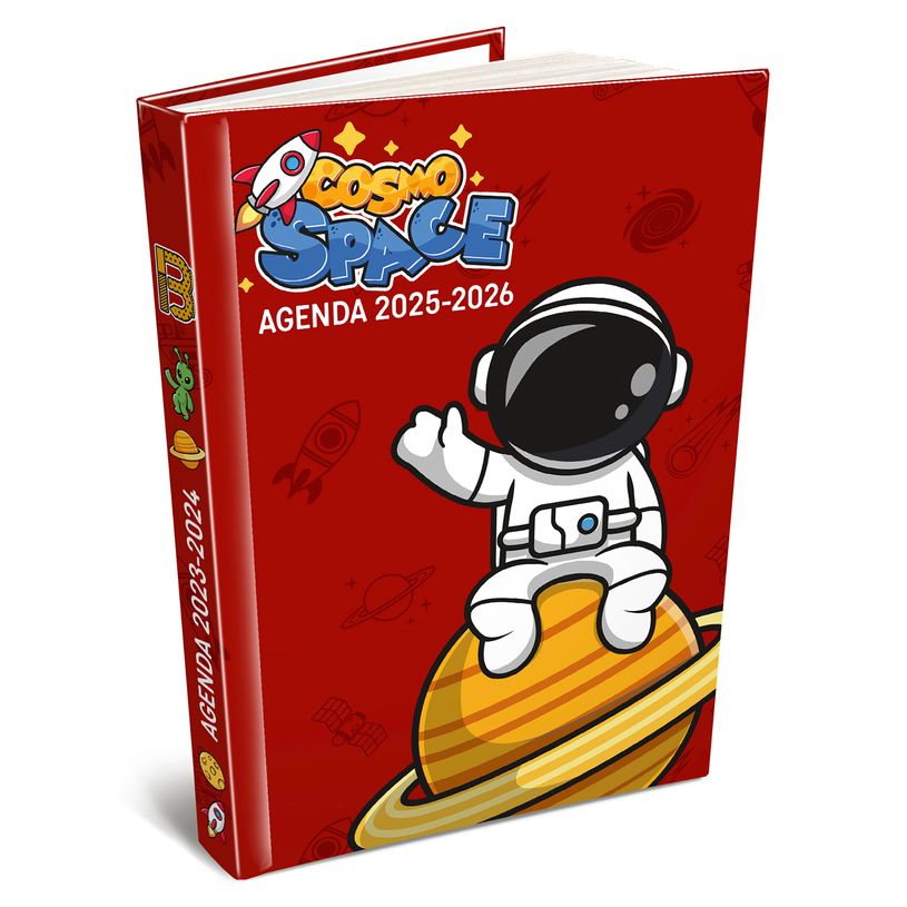 3592930026085-Agenda RDC reliure intégra BOUCHUT "Cosmo Space" 12,5 x 17,5 cm coloris rouge -P_405227462_1-0