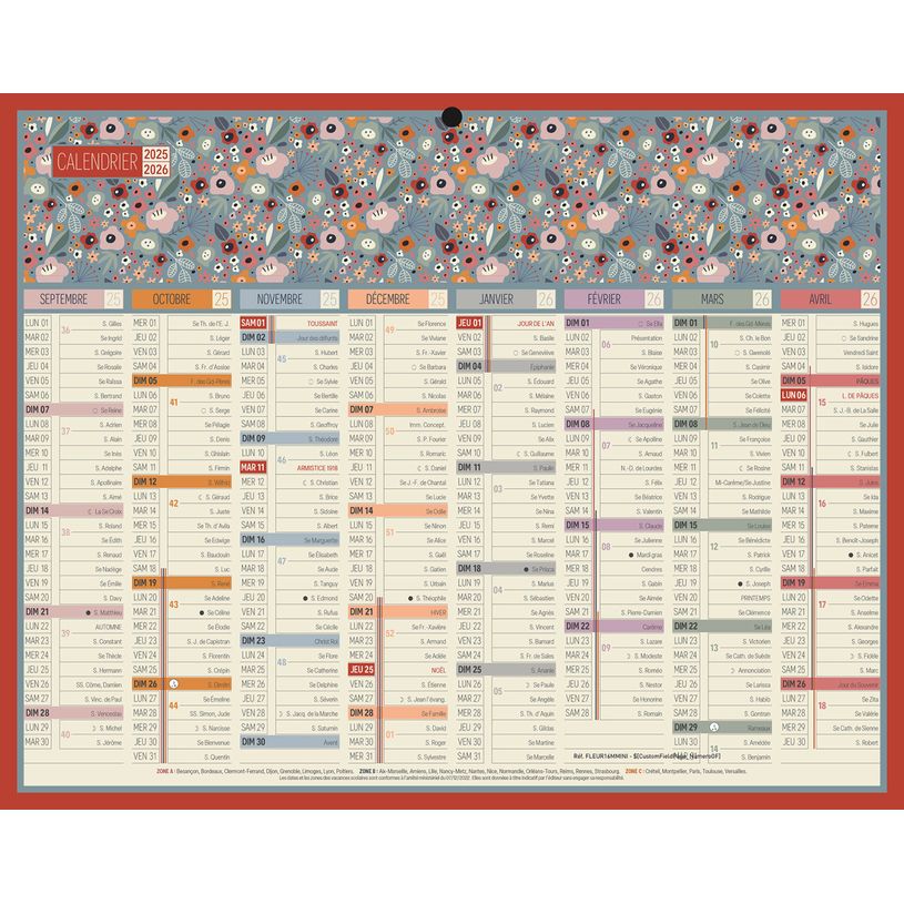 3592930026290-Calendrier bancaire illustré BOUCHUT 16 Mois Mini 21 x 26,5 cm Pefc 70 %-P_405227468_1-0