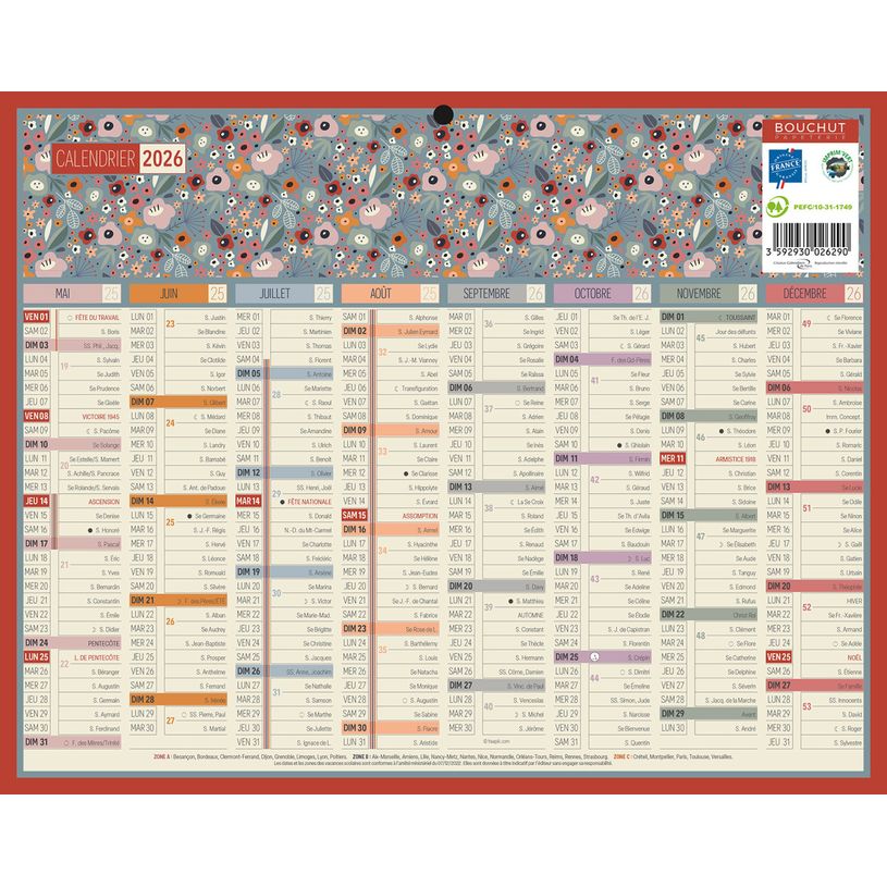 3592930026290-Calendrier bancaire illustré BOUCHUT 16 Mois Mini 21 x 26,5 cm Pefc 70 %-P_405227468_2-1