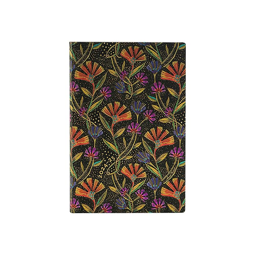 9781408754290-Agenda 2024-2025 - semainier - 9,5 x 14 cm - 176 pages - wild flowers - noir - Paperblanks-P_405227916_1-0