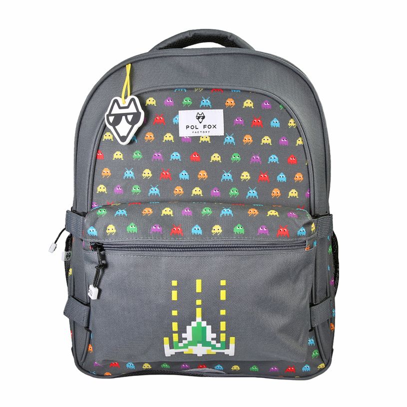 3663842009197-Sac a Dos Space Invader- 2 compartiments- gris- Pol Fox-P_405227925_1-0