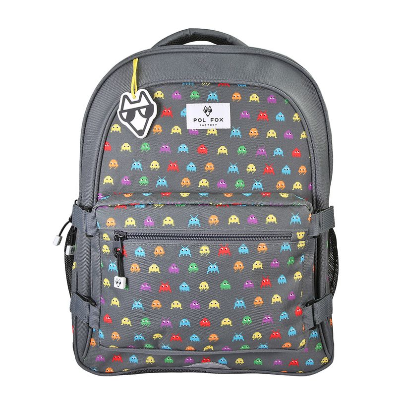 3663842009197-Sac a Dos Space Invader- 2 compartiments- gris- Pol Fox-P_405227925_2-1