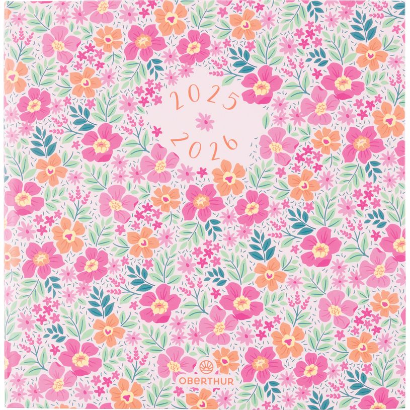3664447198965-Agenda Chelsea - 1 semaine sur 2 pages - 16,5 x 16,5 cm - floralie rose - Oberthur-P_405230448_1-0