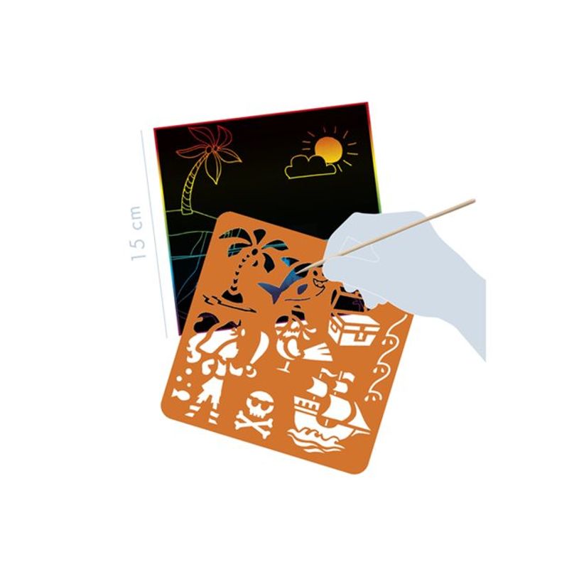 3609510521479-Avenue Mandarine Graffy Scratch - Jeu de cartes à gratter et de pochoirs - 400 g - 24 feu-P_405230581_1-3