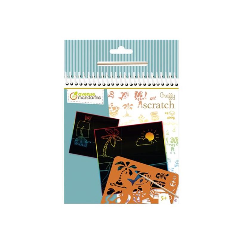 3609510521479-Avenue Mandarine Graffy Scratch - Jeu de cartes à gratter et de pochoirs - 400 g - 24 feu-P_405230581_2-0