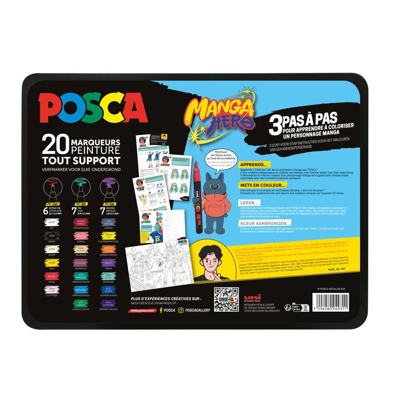3296280049311-Posca - Malette en métal de 20 marqueurs - Manga - couleurs assorties-P_405231041_1-0