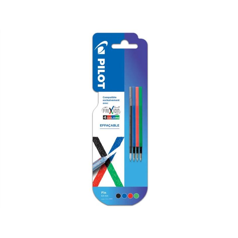 3131910447597-4 Recharges Frixion Ball - 4 couleurs - pointe fine - noir - bleu - rouge - vert-P_405231062_1-0
