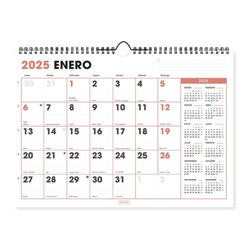 8412885239413-Senfort - Calendrier de bureau - fixation murale - 2025 - mois à afficher - large - 420 x-P_405231644_1-0