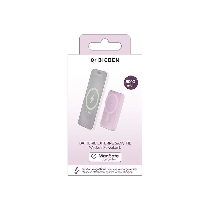 3571211524786-BIGBEN Connected - Banque d'alimentation - magnetic MagSafe wireless, Qi - 5000 mAh - 10 Watt - 2 connecteurs de sor-P_405231861_1-2