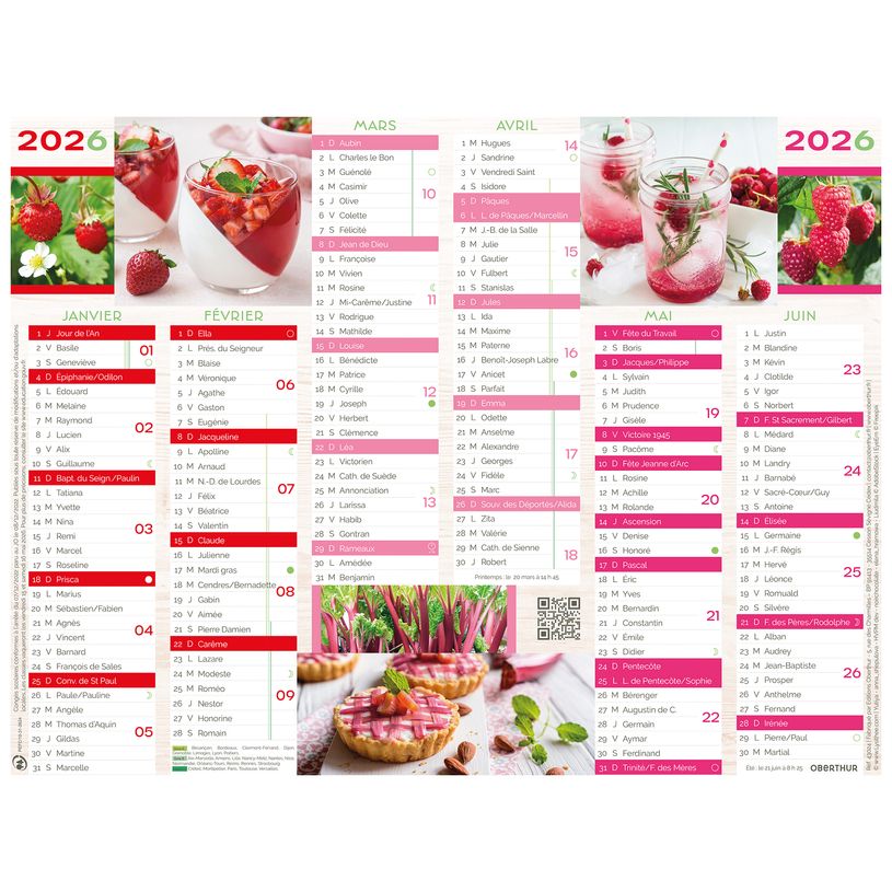 3664447193625-Oberthur - Calendrier cuisine - visualisation de 6 mois - 270 x 210 mm - daté--0