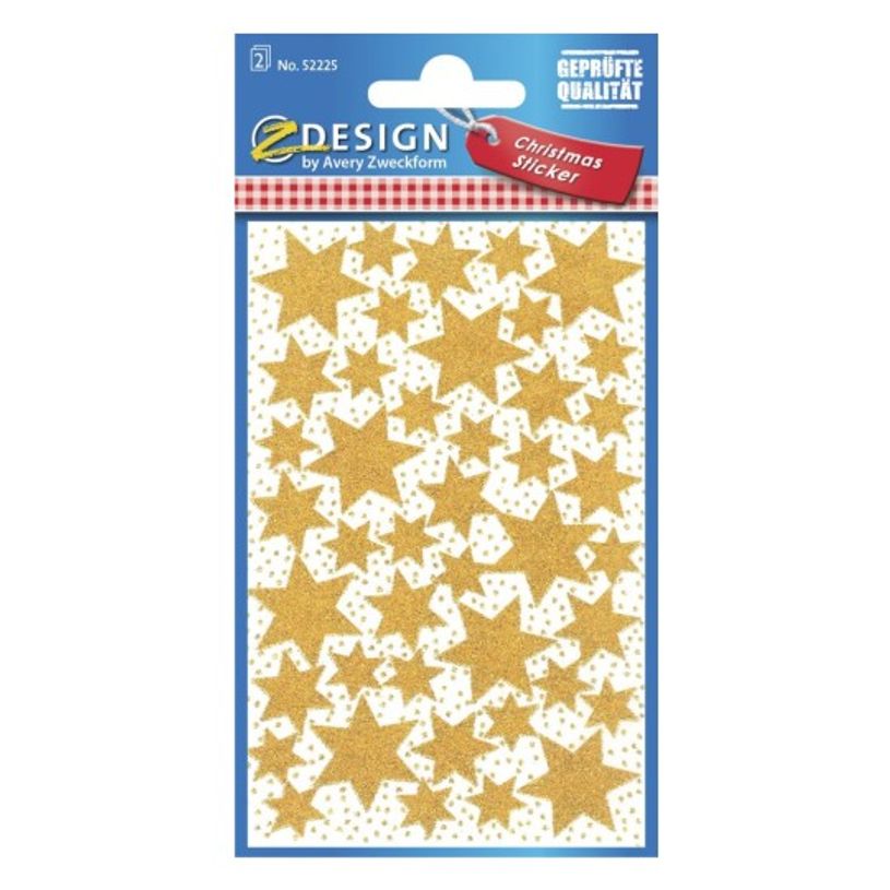 4004182522257-Avery - 86 stickers en sachet - 160x83x1 -  étoiles pailletées à 6 branches-P_405232054_1-0