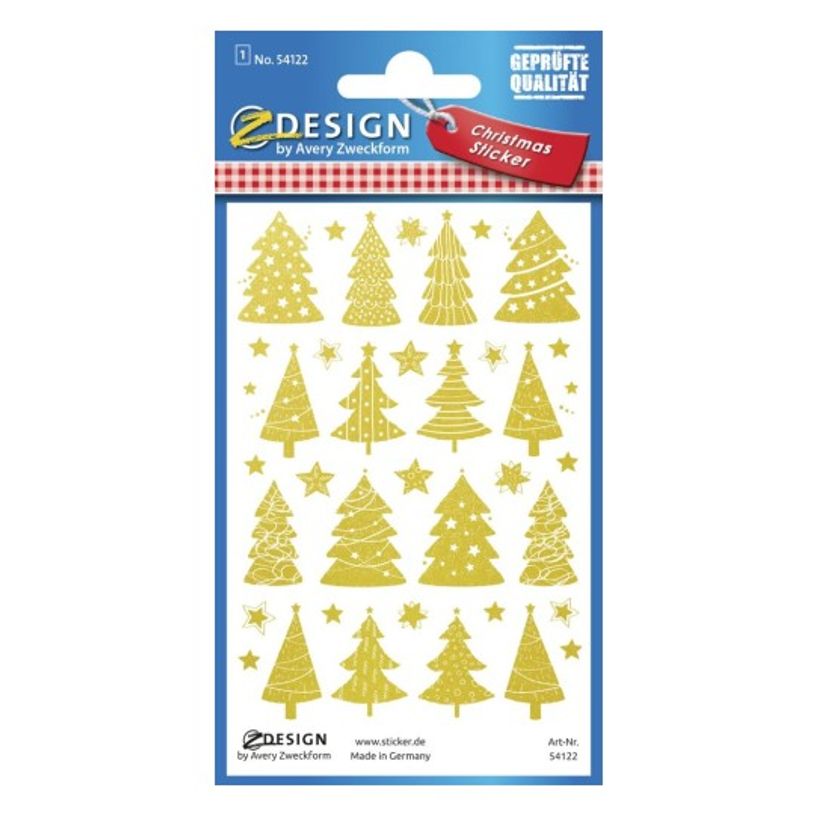 4004182541227-Avery - 38 stickers en sachet - 160x83x1 - étoiles et sapins dorés-P_405232073_1-0