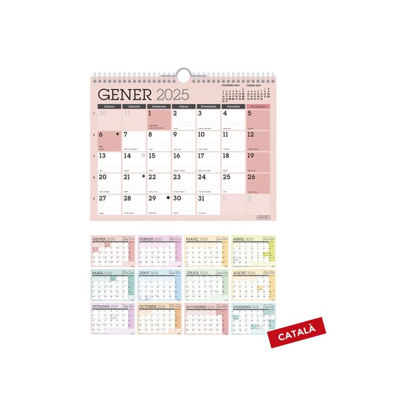 8412885241669-Senfort Classic - Calendrier - fixation murale - 2025 - mois à afficher - large - 420 x 3-P_405233640_1-0