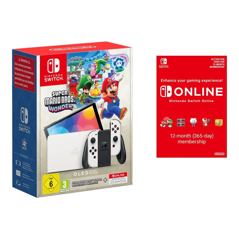 045496454081-Nintendo Switch OLED - - Full HD - blanc - Super Mario Bros. Wonder - avec Nintendo Switch -P_405234851_2-0