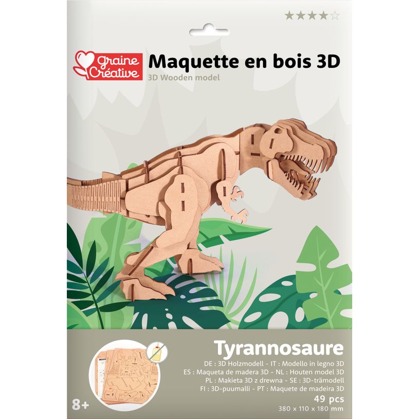 3532436509330-Maquette bois 3D T-Rex - 49 pièces - disponible dans différents modèles--0