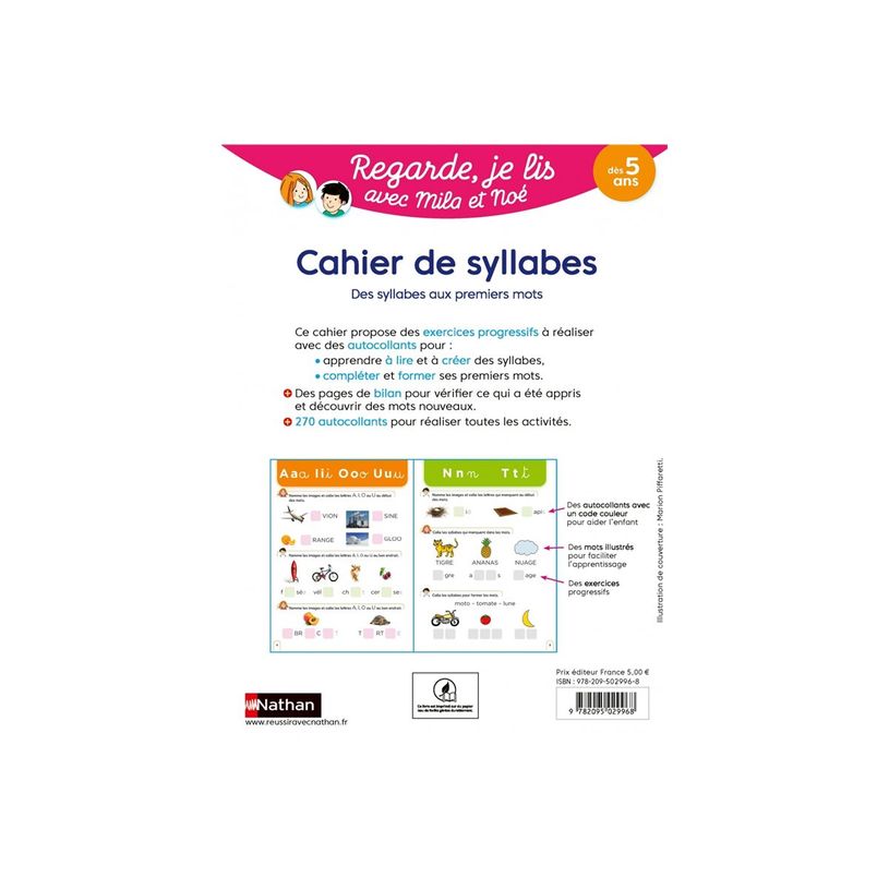 9782095029968-Cahier de syllabes - Regarde, je lis avec Mila et Noé - par Battut Eric, Gribouille Mary -P_405235518_3-2
