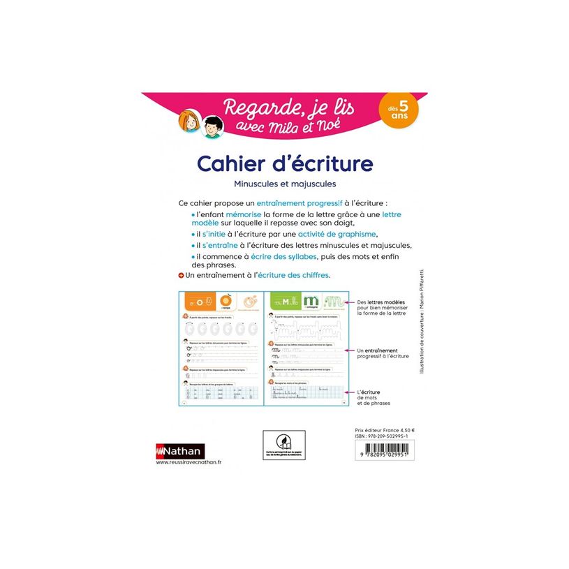 9782095029951-Cahier d'écriture - Regarde, je lis avec Mila et Noé - par Battut Eric, Gribouille Mary -P_405235521_2-1