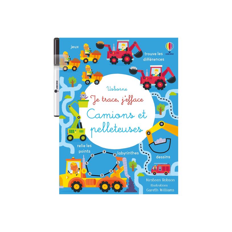 9781835402030-Camions et pelleteuses - Je trace, j'efface - par Robson Kirsteen - livre d'activités-P_405235567_1-0