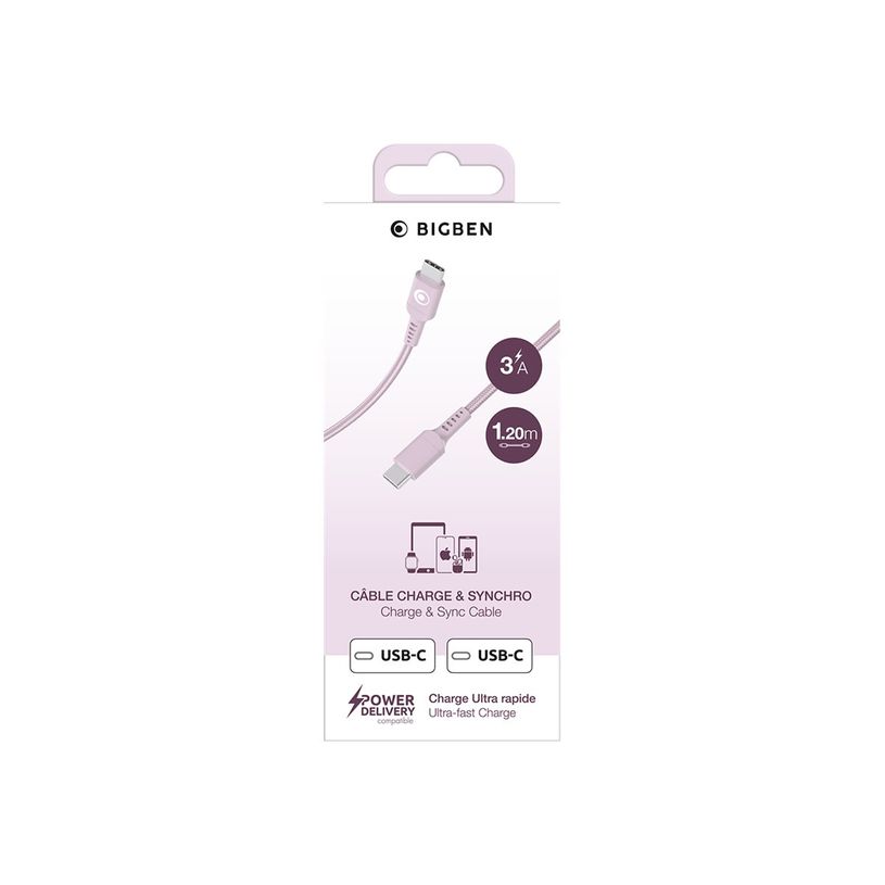 3571211536086-BIGBEN Connected - Câble USB-C pour 24 pin USB-C (M) - 3A/60W - 1.2 m - rose-P_405240129_1-5